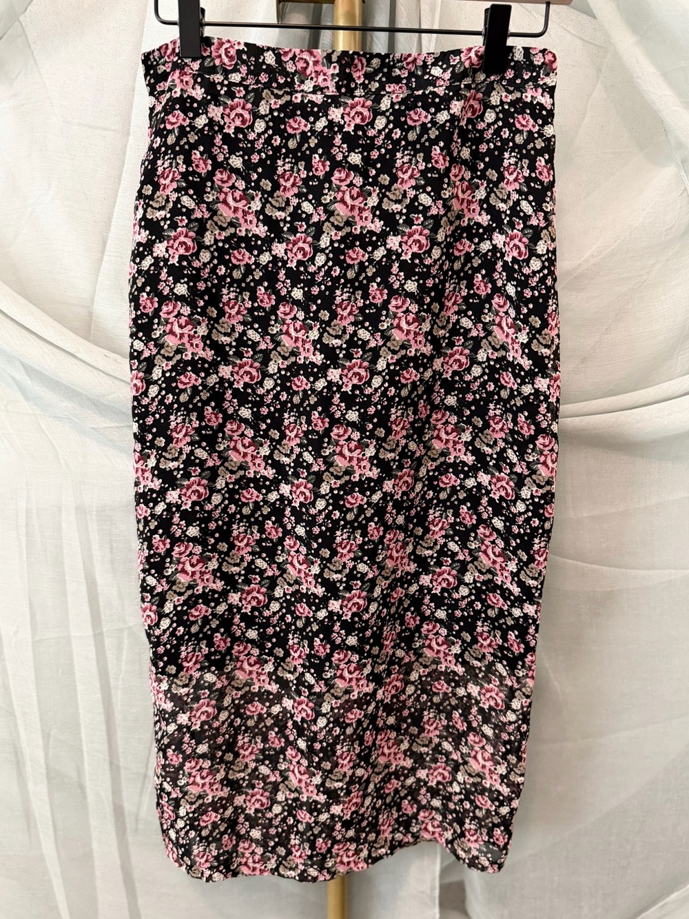 The Hanger Black and Pink Floral Skirt